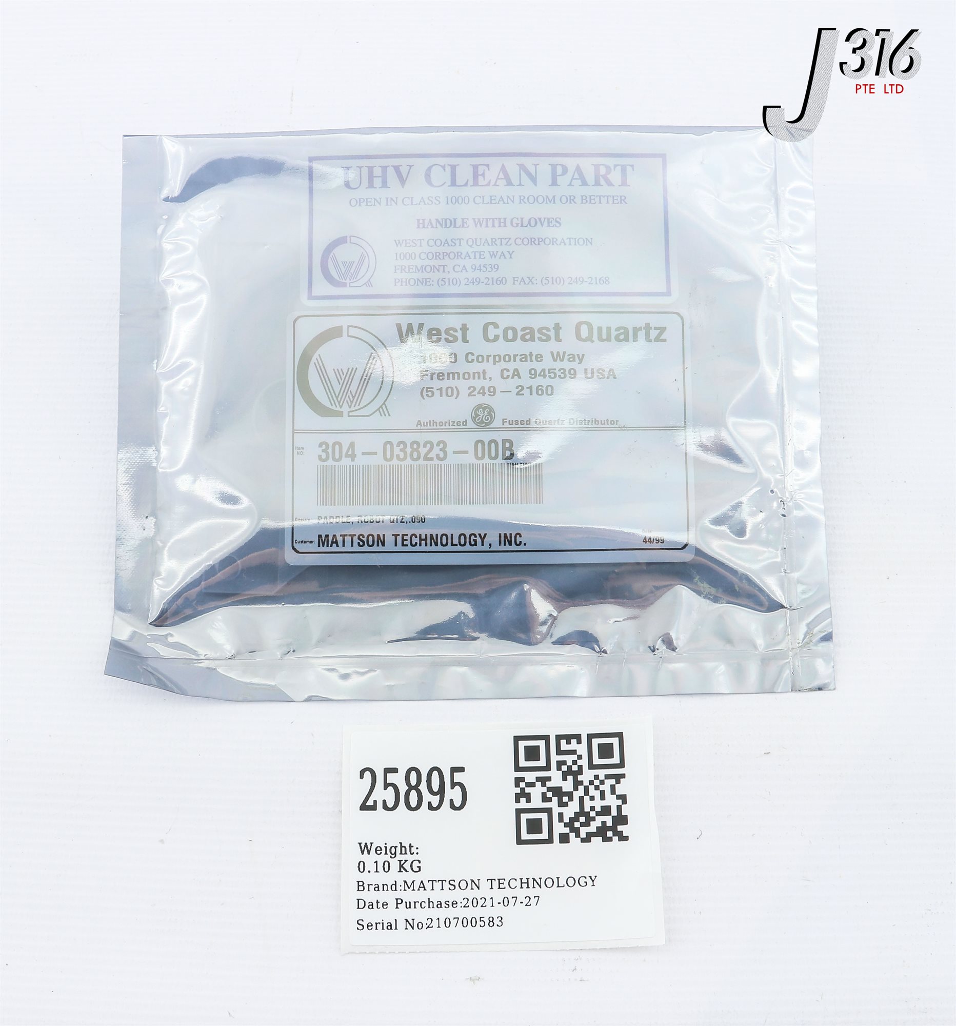 25895 MATTSON TECHNOLOGY PADDLE, ROBOT QTZ, .090 (NEW) 304-03823